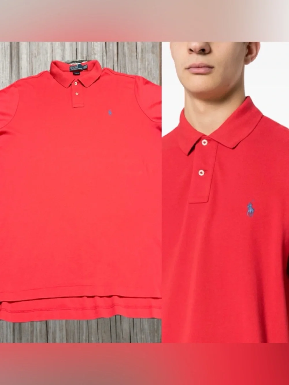 Ralph Lauren Red Polo Shirt with Blue  Logo XXL